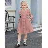 Arshiner Toddler Fall Winter Sweater Dress Ruffle Long Sleeve Ribbed Knit Button Down Casual Dresses with Pockets(Pink)