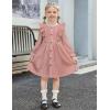 Arshiner Toddler Fall Winter Sweater Dress Ruffle Long Sleeve Ribbed Knit Button Down Casual Dresses with Pockets(Pink)