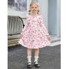 Arshiner Toddler Fall Winter Sweater Dress Ruffle Long Sleeve Ribbed Knit Button Down Casual Dresses with Pockets(Pink Floral)
