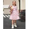Arshiner Toddler Fall Winter Sweater Dress Ruffle Long Sleeve Ribbed Knit Button Down Casual Dresses with Pockets(Pink Floral)