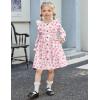 Arshiner Toddler Fall Winter Sweater Dress Ruffle Long Sleeve Ribbed Knit Button Down Casual Dresses with Pockets(Pink Floral)