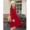 Arshiner Toddler Fall Winter Sweater Dress Ruffle Long Sleeve Ribbed Knit Button Down Casual Dresses with Pockets(Red)