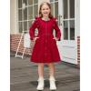 Arshiner Toddler Fall Winter Sweater Dress Ruffle Long Sleeve Ribbed Knit Button Down Casual Dresses with Pockets(Red)