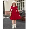 Arshiner Toddler Fall Winter Sweater Dress Ruffle Long Sleeve Ribbed Knit Button Down Casual Dresses with Pockets(Red)