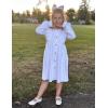 Arshiner Toddler Fall Winter Sweater Dress Ruffle Long Sleeve Ribbed Knit Button Down Casual Dresses with Pockets(White)