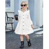 Arshiner Toddler Fall Winter Sweater Dress Ruffle Long Sleeve Ribbed Knit Button Down Casual Dresses with Pockets(White)