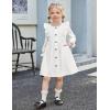 Arshiner Toddler Fall Winter Sweater Dress Ruffle Long Sleeve Ribbed Knit Button Down Casual Dresses with Pockets(White)