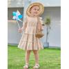 Arshiner Toddler Girls Dress Ruffle Sleeveless Tiered Swing Twirly Dresses Cute Summer Beach Sundress with Pocket for 1-6T(Beige)