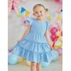 Arshiner Toddler Girls Dress Ruffle Sleeveless Tiered Swing Twirly Dresses Cute Summer Beach Sundress with Pocket for 1-6T(Blue)