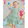 Arshiner Toddler Girls Dress Ruffle Sleeveless Tiered Swing Twirly Dresses Cute Summer Beach Sundress with Pocket for 1-6T(Green)
