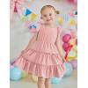 Arshiner Toddler Girls Dress Ruffle Sleeveless Tiered Swing Twirly Dresses Cute Summer Beach Sundress with Pocket for 1-6T(Pink)