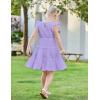 Arshiner Toddler Girls Dress Ruffle Sleeveless Tiered Swing Twirly Dresses Cute Summer Beach Sundress with Pocket for 1-6T(Purple)