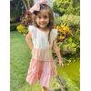 Arshiner Toddler Girls Dress Ruffle Sleeveless Tiered Swing Twirly Dresses Cute Summer Beach Sundress with Pocket for 1-6T(White & Pink)