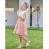 Arshiner Toddler Girls Dress Ruffle Sleeveless Tiered Swing Twirly Dresses Cute Summer Beach Sundress with Pocket for 1-6T(White & Pink)