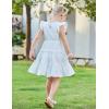 Arshiner Toddler Girls Dress Ruffle Sleeveless Tiered Swing Twirly Dresses Cute Summer Beach Sundress with Pocket for 1-6T(White)
