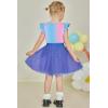 Arshiner Toddler Summer Girls Clothes 2 Piece Ruffle Sleeve Tops and Belt Tutu Skirt Sets Cute Party Dress for Kids(Blue Mermaid)
