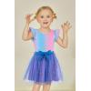 Arshiner Toddler Summer Girls Clothes 2 Piece Ruffle Sleeve Tops and Belt Tutu Skirt Sets Cute Party Dress for Kids(Blue Mermaid)