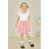 Arshiner Toddler Summer Girls Clothes 2 Piece Ruffle Sleeve Tops and Belt Tutu Skirt Sets Cute Party Dress for Kids(Pink)