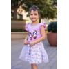 Arshiner Toddler Summer Girls Clothes 2 Piece Ruffle Sleeve Tops and Belt Tutu Skirt Sets Cute Party Dress for Kids(Purple Butterfly)