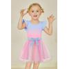 Arshiner Toddler Summer Girls Clothes 2 Piece Ruffle Sleeve Tops and Belt Tutu Skirt Sets Cute Party Dress for Kids(Rainbow)