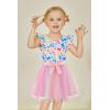 Arshiner Toddler Summer Girls Clothes 2 Piece Ruffle Sleeve Tops and Belt Tutu Skirt Sets Cute Party Dress for Kids(Rainbow Butterfly)