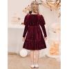 Arshiner Toddler Velvet Dress Girls Puff Long Sleeves Crew Neck Party Fall Winter Ruffle Dresses with Pockets 2-8Y(Sequins Burgundy)