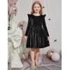 Arshiner Toddler Velvet Dress Little Girls Fall Winter Long Sleeve Ruffle Holiday Birthday Party Dresses with Pockets(Black Sequin)