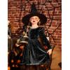 Arshiner Toddler Velvet Dress Little Girls Fall Winter Long Sleeve Ruffle Holiday Birthday Party Dresses with Pockets(Black Sequin)