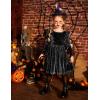 Arshiner Toddler Velvet Dress Little Girls Fall Winter Long Sleeve Ruffle Holiday Birthday Party Dresses with Pockets(Black Sequin)