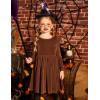 Arshiner Toddler Velvet Dress Little Girls Fall Winter Long Sleeve Ruffle Holiday Birthday Party Dresses with Pockets(Brown)