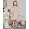 Arshiner Toddler Velvet Dress Little Girls Fall Winter Long Sleeve Ruffle Holiday Birthday Party Dresses with Pockets(Champagne)