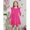 Arshiner Toddler Velvet Dress Little Girls Fall Winter Long Sleeve Ruffle Holiday Birthday Party Dresses with Pockets(Hot Pink)