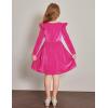 Arshiner Toddler Velvet Dress Little Girls Fall Winter Long Sleeve Ruffle Holiday Birthday Party Dresses with Pockets(Hot Pink)