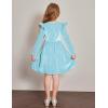 Arshiner Toddler Velvet Dress Little Girls Fall Winter Long Sleeve Ruffle Holiday Birthday Party Dresses with Pockets(Light Blue)