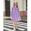 Arshiner Toddler Velvet Dress Little Girls Fall Winter Long Sleeve Ruffle Holiday Birthday Party Dresses with Pockets(Lilac)