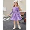 Arshiner Toddler Velvet Dress Little Girls Fall Winter Long Sleeve Ruffle Holiday Birthday Party Dresses with Pockets(Lilac)