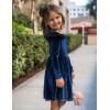 Arshiner Toddler Velvet Dress Little Girls Fall Winter Long Sleeve Ruffle Holiday Birthday Party Dresses with Pockets(Navy Blue)