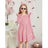 Arshiner Toddler Velvet Dress Little Girls Fall Winter Long Sleeve Ruffle Holiday Birthday Party Dresses with Pockets(Pink)