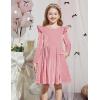 Arshiner Toddler Velvet Dress Little Girls Fall Winter Long Sleeve Ruffle Holiday Birthday Party Dresses with Pockets(Pink)