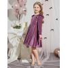 Arshiner Toddler Velvet Dress Little Girls Fall Winter Long Sleeve Ruffle Holiday Birthday Party Dresses with Pockets(Purple)