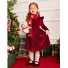 Arshiner Toddler Velvet Dress Little Girls Fall Winter Long Sleeve Ruffle Holiday Birthday Party Dresses with Pockets(Red)