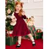 Arshiner Toddler Velvet Dress Little Girls Fall Winter Long Sleeve Ruffle Holiday Birthday Party Dresses with Pockets(Red)