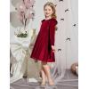 Arshiner Toddler Velvet Dress Little Girls Fall Winter Long Sleeve Ruffle Holiday Birthday Party Dresses with Pockets(Red)
