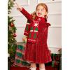 Arshiner Toddler Velvet Dress Little Girls Fall Winter Long Sleeve Ruffle Holiday Birthday Party Dresses with Pockets(Red Sequin)