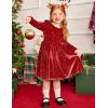 Arshiner Toddler Velvet Dress Little Girls Fall Winter Long Sleeve Ruffle Holiday Birthday Party Dresses with Pockets(Red Sequin)