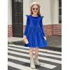 Arshiner Toddler Velvet Dress Little Girls Fall Winter Long Sleeve Ruffle Holiday Birthday Party Dresses with Pockets(Royal Blue)