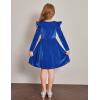Arshiner Toddler Velvet Dress Little Girls Fall Winter Long Sleeve Ruffle Holiday Birthday Party Dresses with Pockets(Royal Blue)