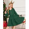 Arshiner Tween Girls Dresses Fall Long Sleeve V Neck Waist Tie Ruffle Tiered Swing Skater Dress(Green)