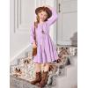 Arshiner Tween Girls Dresses Fall Long Sleeve V Neck Waist Tie Ruffle Tiered Swing Skater Dress(Lilac)