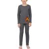 Arshienr Boys Thermal Underwear Set 2-Piece Base Layer Fleece Lined Long Johns Top Bottom Warm Set for Cold Weather(Dark Gray)